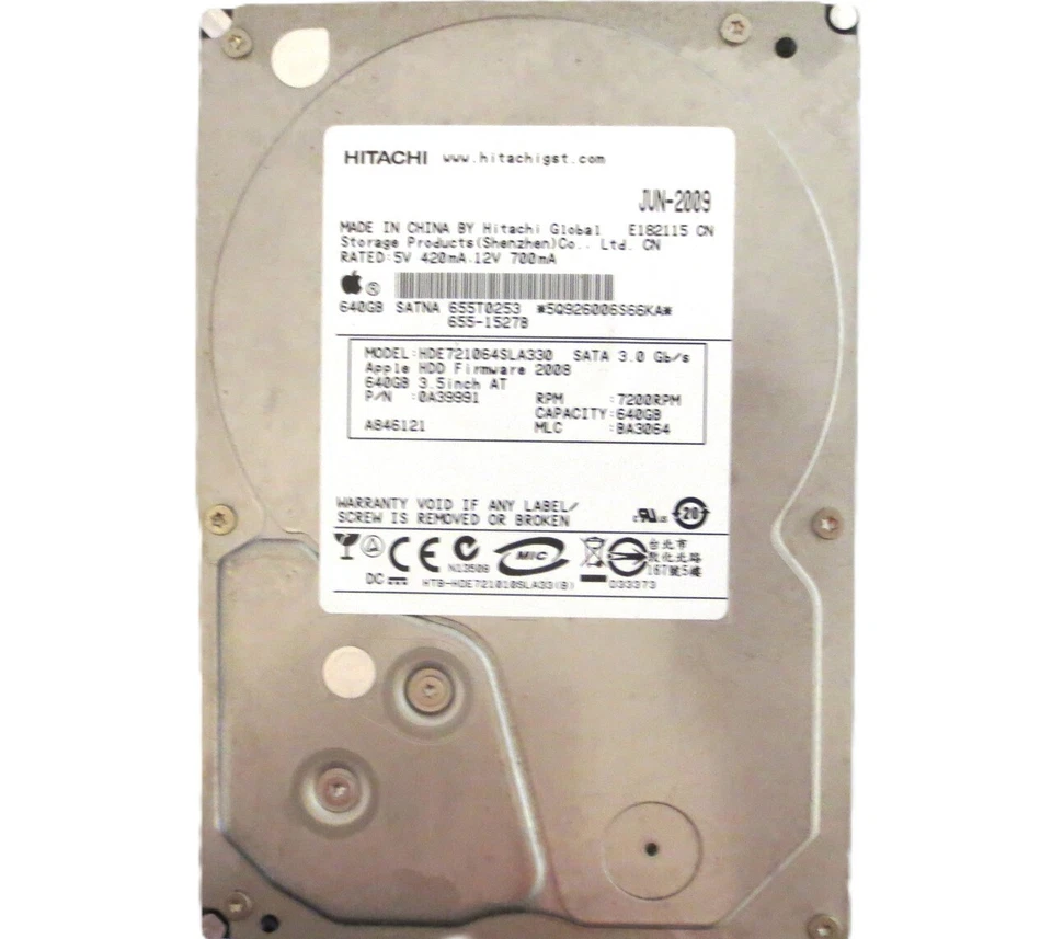 Hitachi HDE721064SLA330 0A39991 BA3064 China 640gb 3.5" Sata 655-1527B HDD 2009 - Image 2 of 4