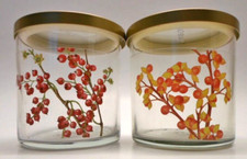 Lot of two empty YANKEE CANDLE glass candle jars with lids berries clean medium