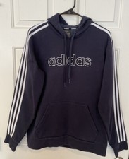 Vintage Men s Adidas Hoodie Hooded Sweatshirt Navy Blue Size Medium EUC