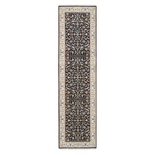 2'8" x 10' Midnight Blue Wool and Silk Hand Knotted Nain Runner Rug R63986