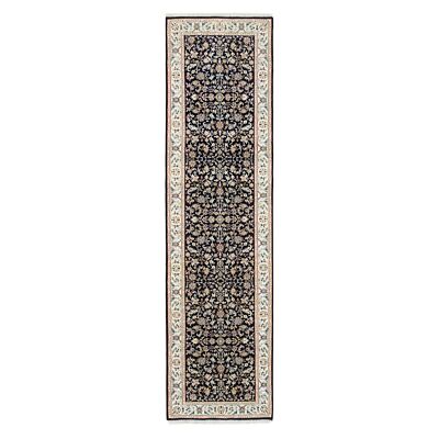 2'8'' x 10' Midnight Blue Wool and Silk Hand Knotted Nain Runner Rug R63986