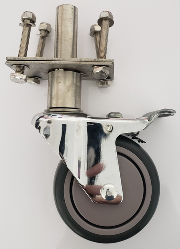 4" Poly Gry Swivel Caster 5/8"x 4" Stem Easy lock Studio Casters 533lbs w/Mounts - Picture 3 of 8