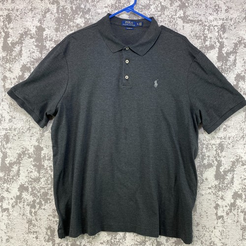 Polo Ralph Lauren Kurzarm Poloshirt Herren XL anthrazit meliert grau Pony - Bild 1 von 9