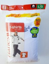 Hanes 2005 Boy's White Tagless T-Shirts 6 Pack Size Large Comfort Soft Cotton