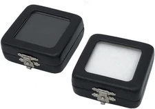 2Pcs Black PU Leather Gemstone Display Box Loose Diamond Jewelry Box Show Case