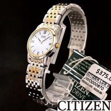 Citizen Eco Drive Ladies Wristwatch White Silver Gold Dial 22mm Genuine