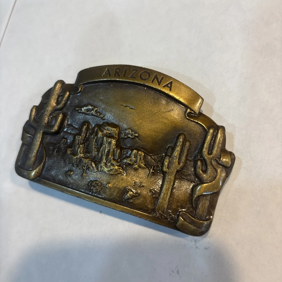 Bergamot Brass Company Arizona 1978 hebilla de cinturón U-25 hecho en EE. UU. Foto 3 de 4