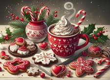Winter Christmas Tempered Glass Cutting Board Cheese Board Great Gift Hot Cocoa