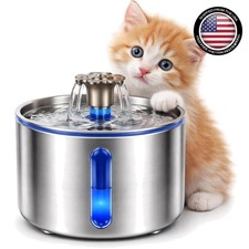 Stainless Steel Cat Water Fountain Pet Drinking Fountain Dispenser for Cats NEW
