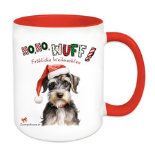 Spruchtasse Weihnachtsmütze Zwergschnauzer , Geschenke Tasse, A6452