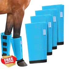 Mesh Horse Fly Boots Set of 4, Breathable Leggings, Universal Fit Sky Blue
