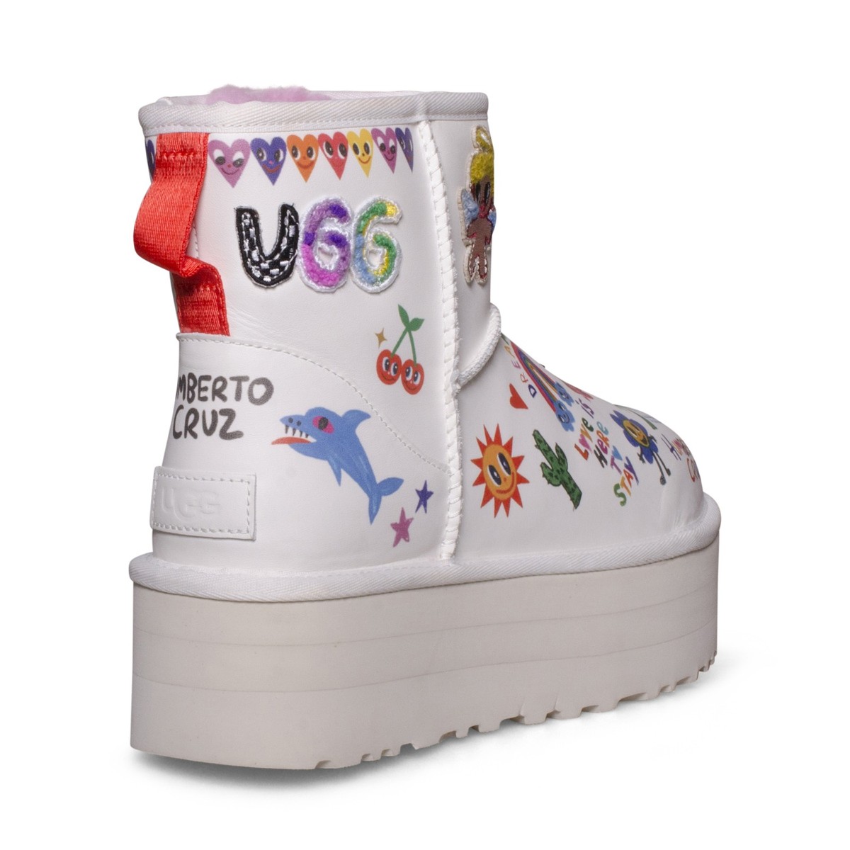 最終値下げ！UGG ポップスケッチ 22cm 限定 UGG CLASSIC PLATFORM POP SKETCH WHITE LEATHER CLASSIC
