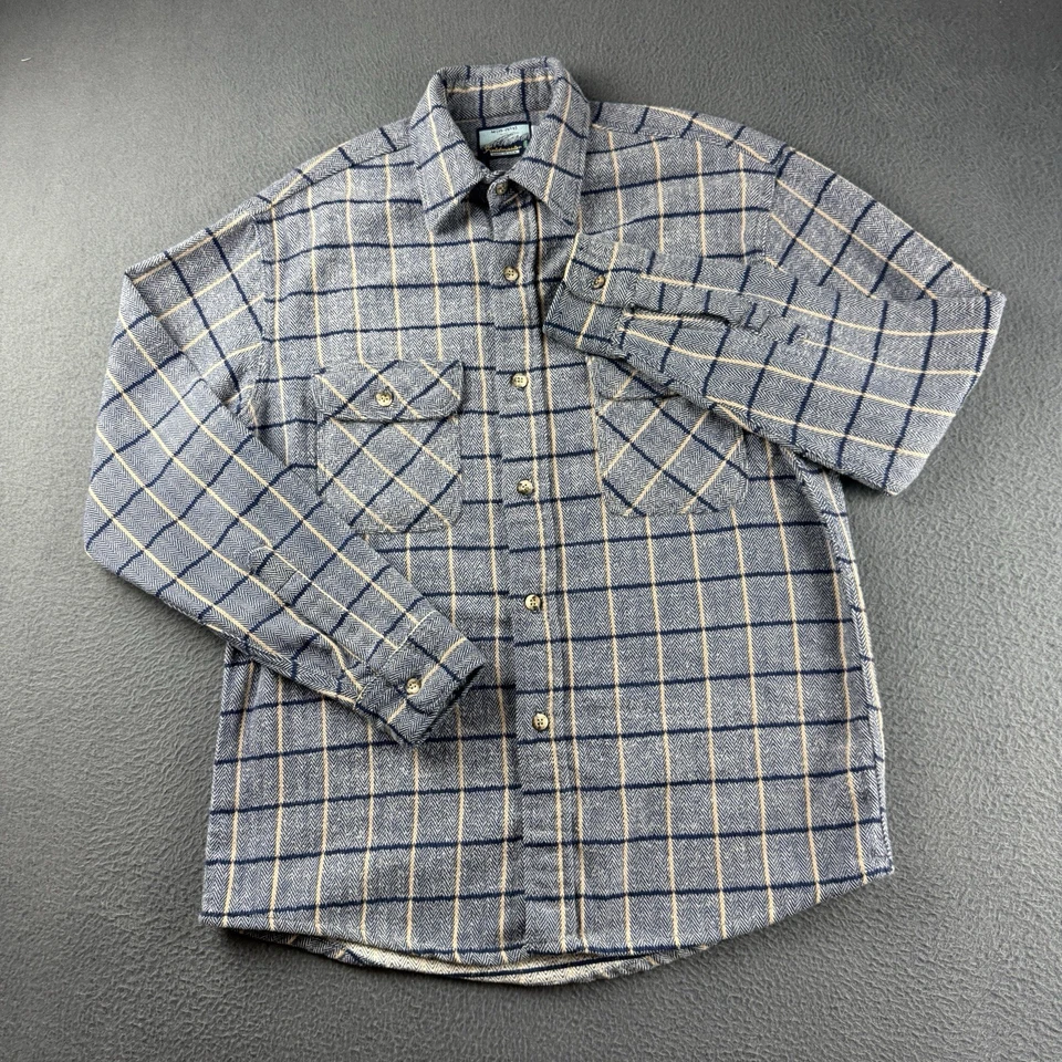 Fieldmaster Shirt Men’s M Blue Vintage 90s 80s Plaid Flannel Sears Outdoor Work - Image 2 of 4