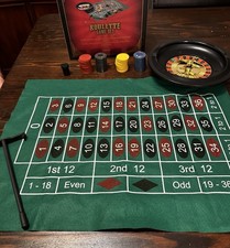 Roulette Casino Game with 6 Diameter Wheel Chips Tabletop Felt Game Play Set