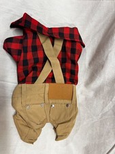 Small Dog Clothes Red Plaid Shirt Khaki Overalls Pants Jumpsuit Outfits Cool