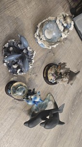 SET OF 5 Vintage Dolphin Sculptures Table Fountain Statues