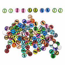 100pcs 10mm Glass Animal Eyes Round Flatback Cabochons Mixed Colors Craft