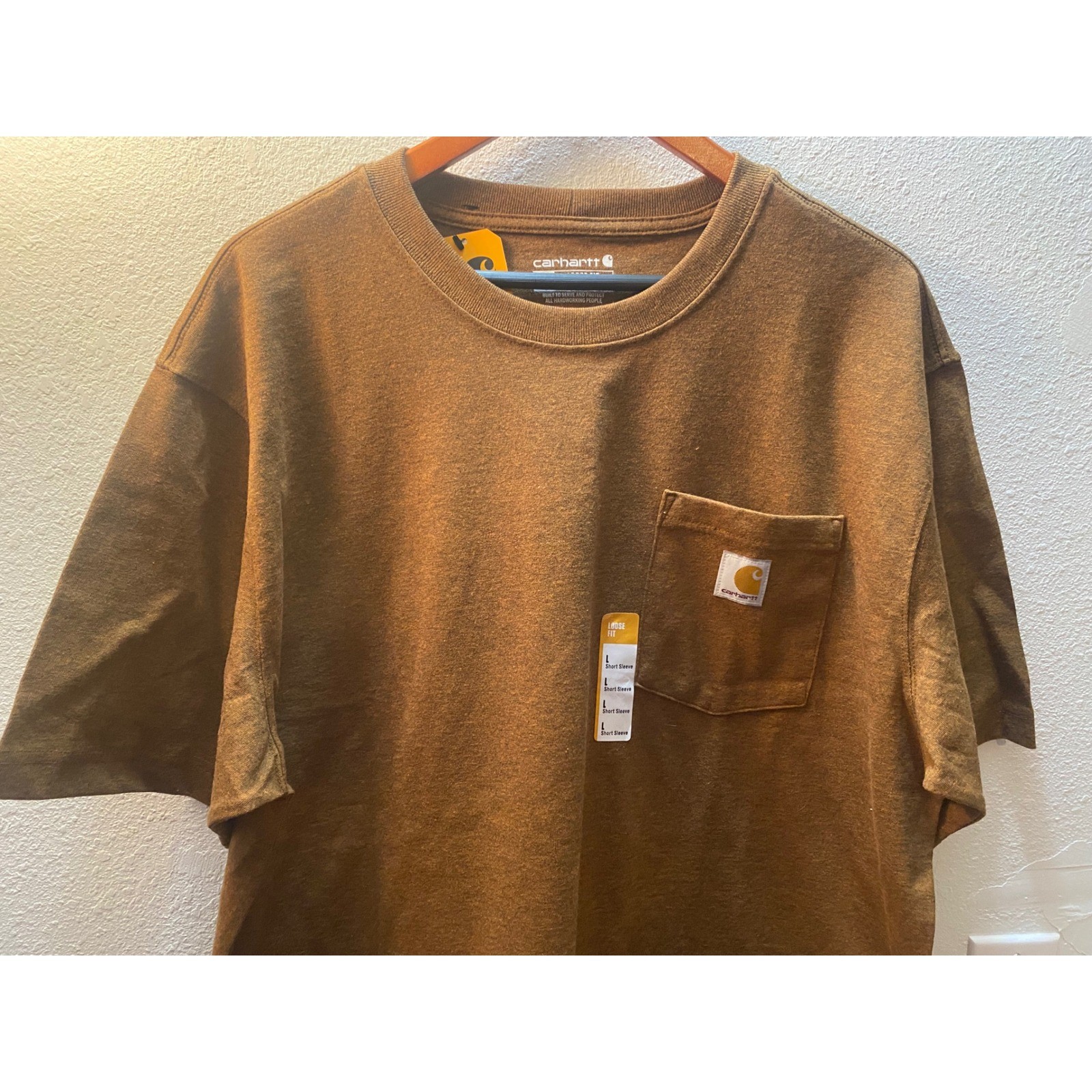 Carhartt Mens K87 Loose Fit Heavyweight Pocket T-Shirt Heather Brown Large NWT thumbnail 4