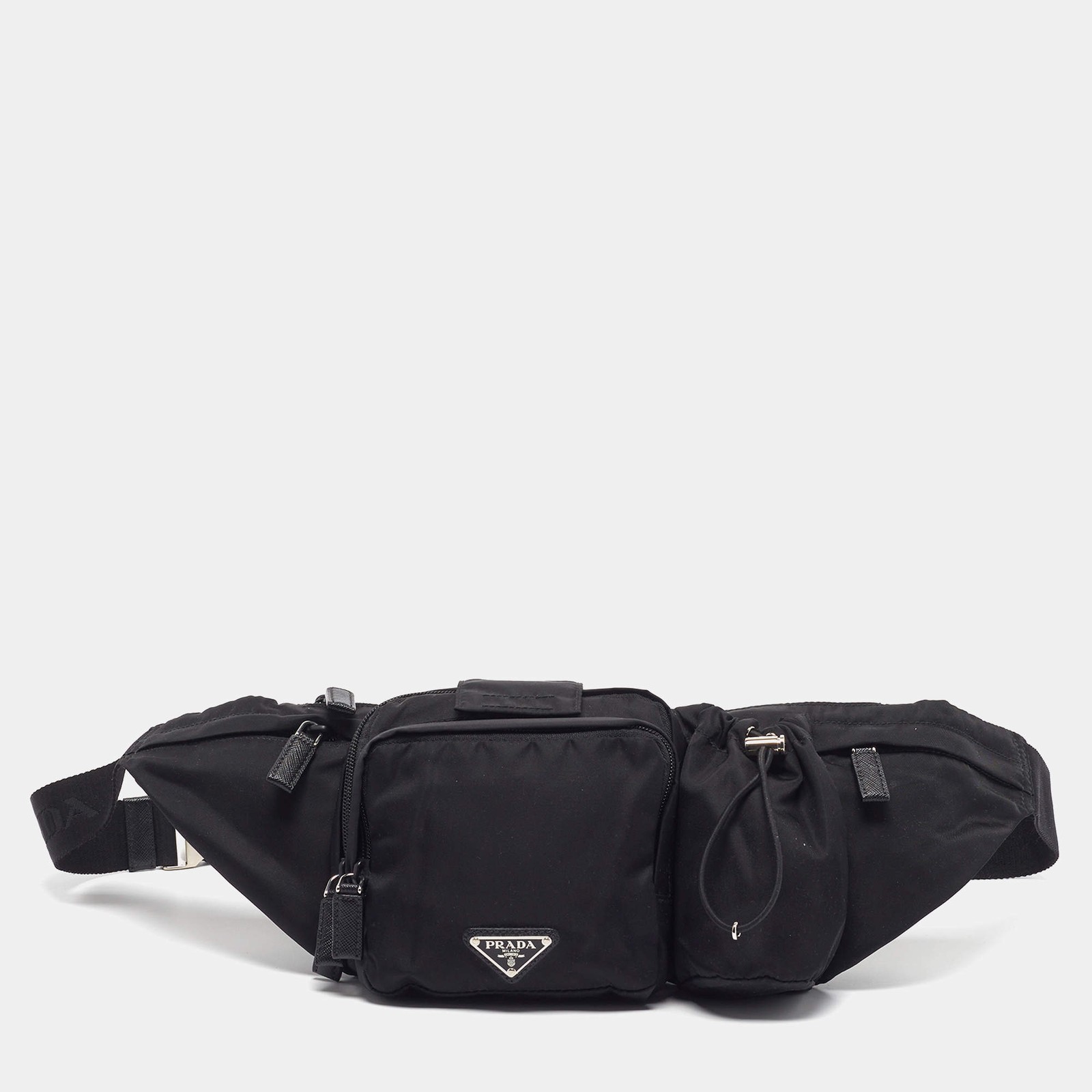 Prada Multi Pockets Black Nylon Belt Bag