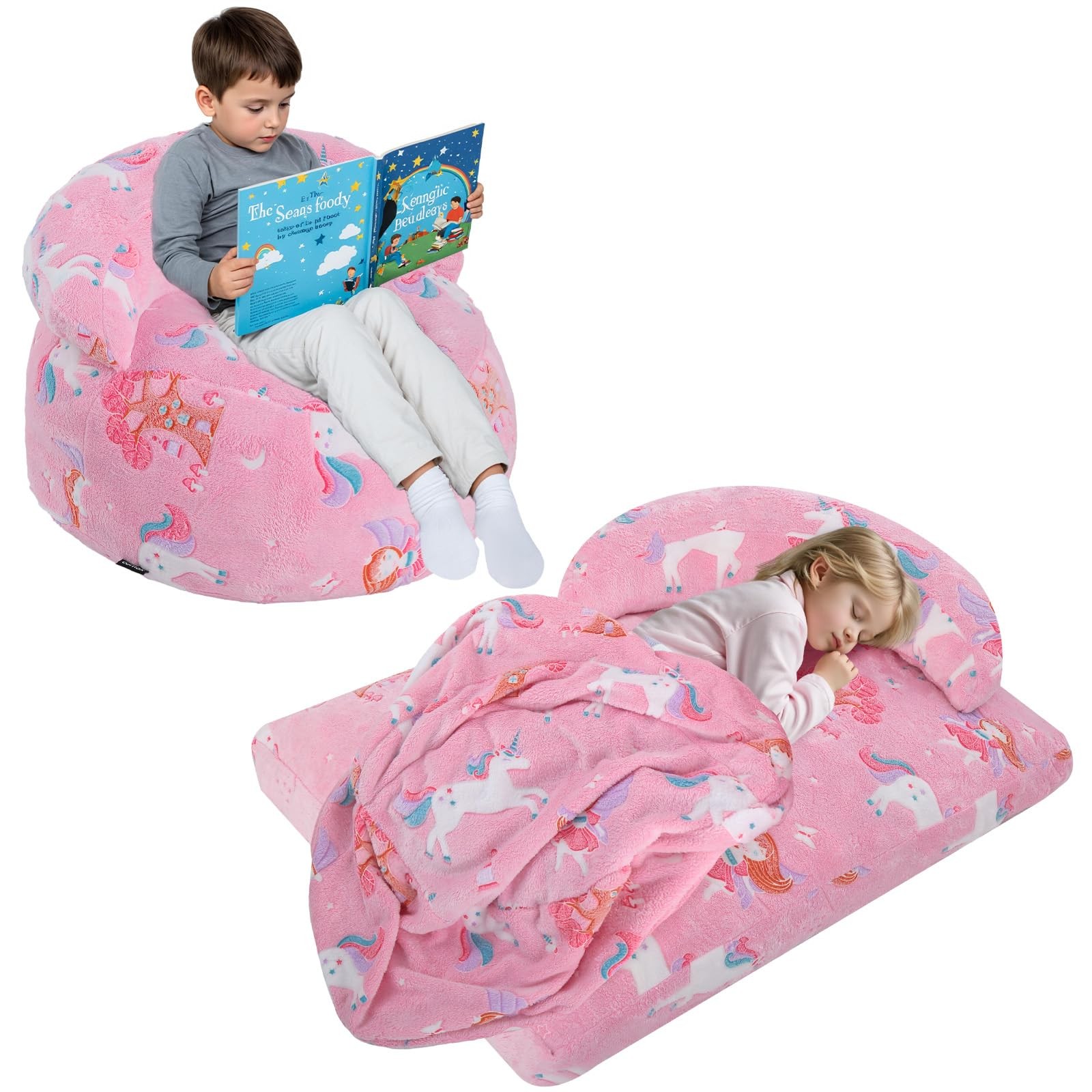 For Kids, Dinosaur Convertible Toddler Beanbag Bed, Children B...