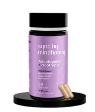LOT OF 2 Sync by Mindhoney Adaptogenic Nootropic 60 Capsule Ashwagandha NIB