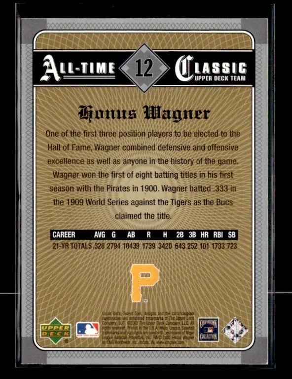 2002 Upper Deck Sweet Spot Classics #12 Honus Wagner Pittsburgh Pirates - Image 2 of 2
