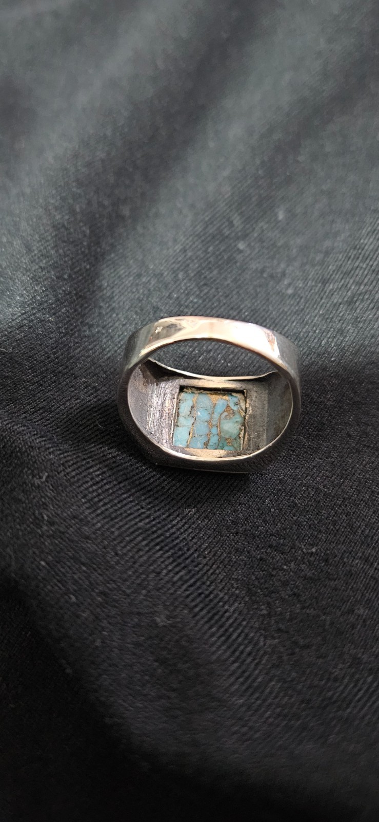 Turquoise Mens Solid 925 Silver Ring - image 7