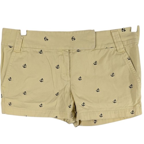 J Crew gelbe Shorts marineblau Anker City Fit Damen 10 maritim klassisch Twill Chino