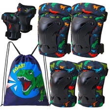 Knee Pads for Kids Dinosaur Knee Elbow Pads Wrist Guards with Drawstring Bag ...