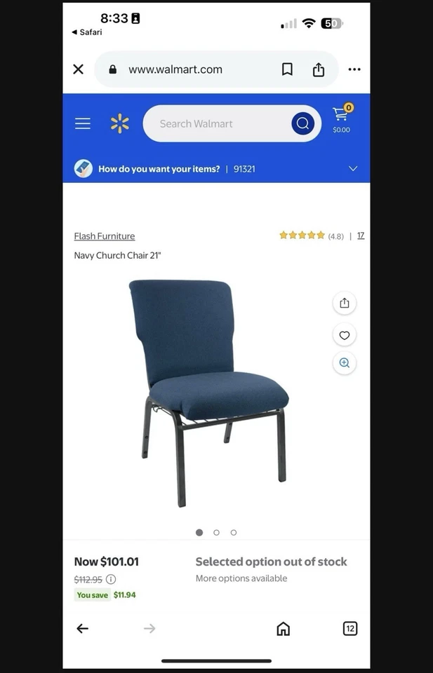 Event or Church Chairs 21 W/4 Seat Silver Vein Frame Navy Blue - Image 2 of 4