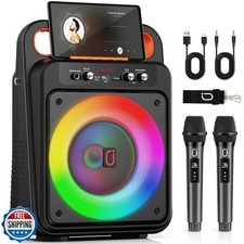 JYX Karaoke Machine with 2 Wireless Microphones, Portable Bluetoo