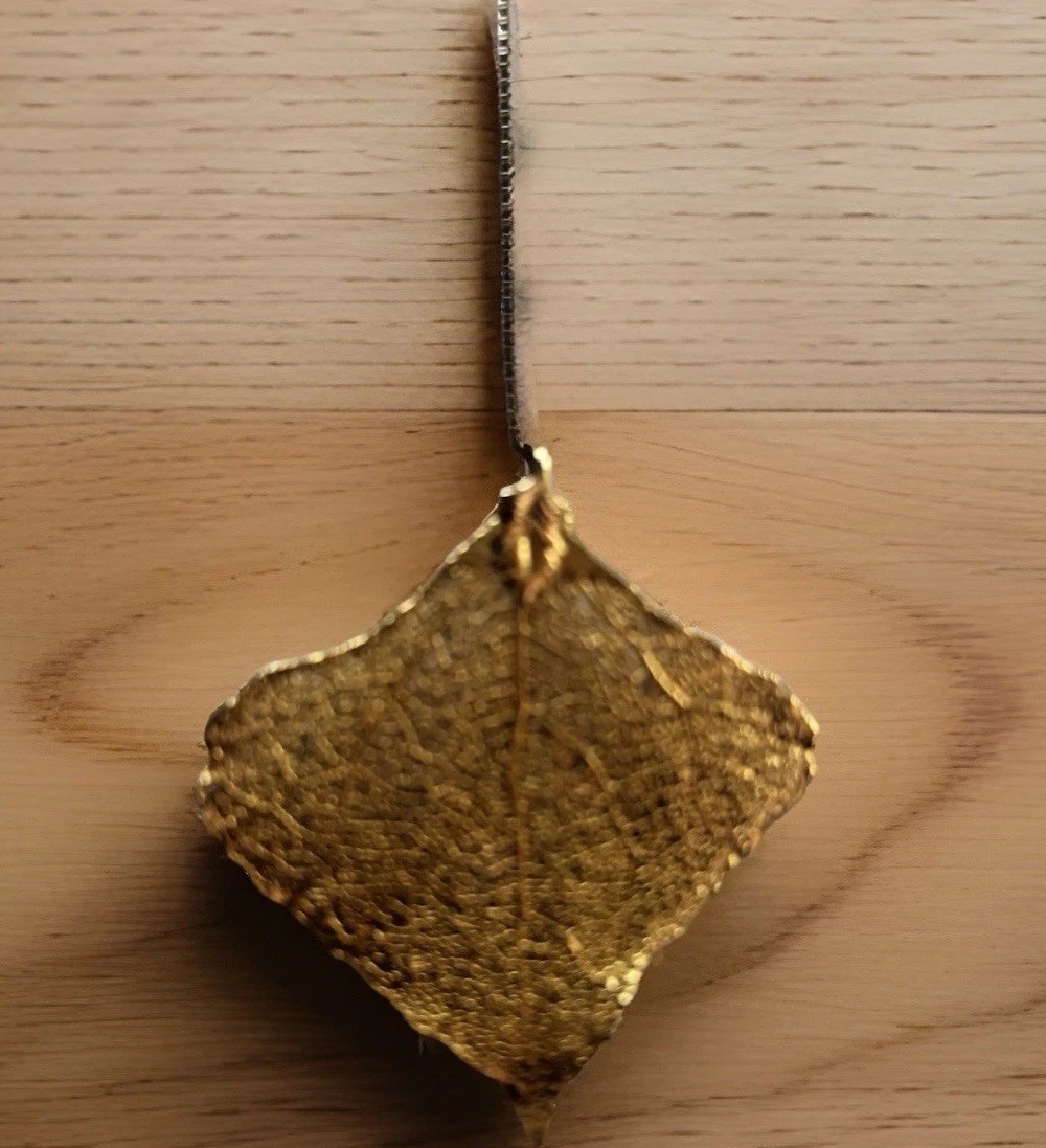Vintage Flora Gold Dipped Leaf Pendant Necklace - image 1