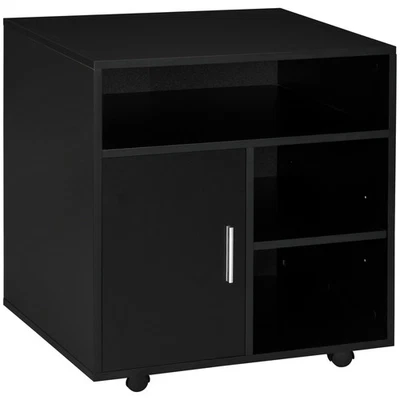 HOMCOM Multi-Storage Printer Unit Office Organisation w/ 5 Compartments Black