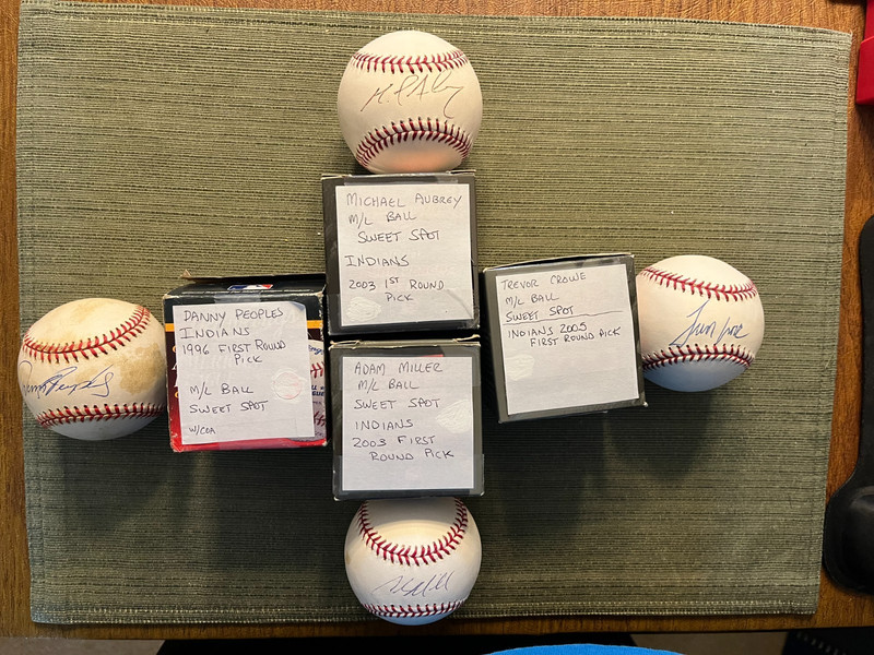 4 Indians past 1st Round Picks Autographed Sweet Spot M/L Balls SEE LIST, PHOTO