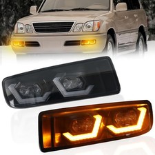 Switchback White  Amber LED Front Bumper Fog Light DRL Amber Sequential Turn Si