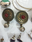 Earrings. vintage pierced earring lot 19 pair. gemstones, stud, hoops. untested — photo 9