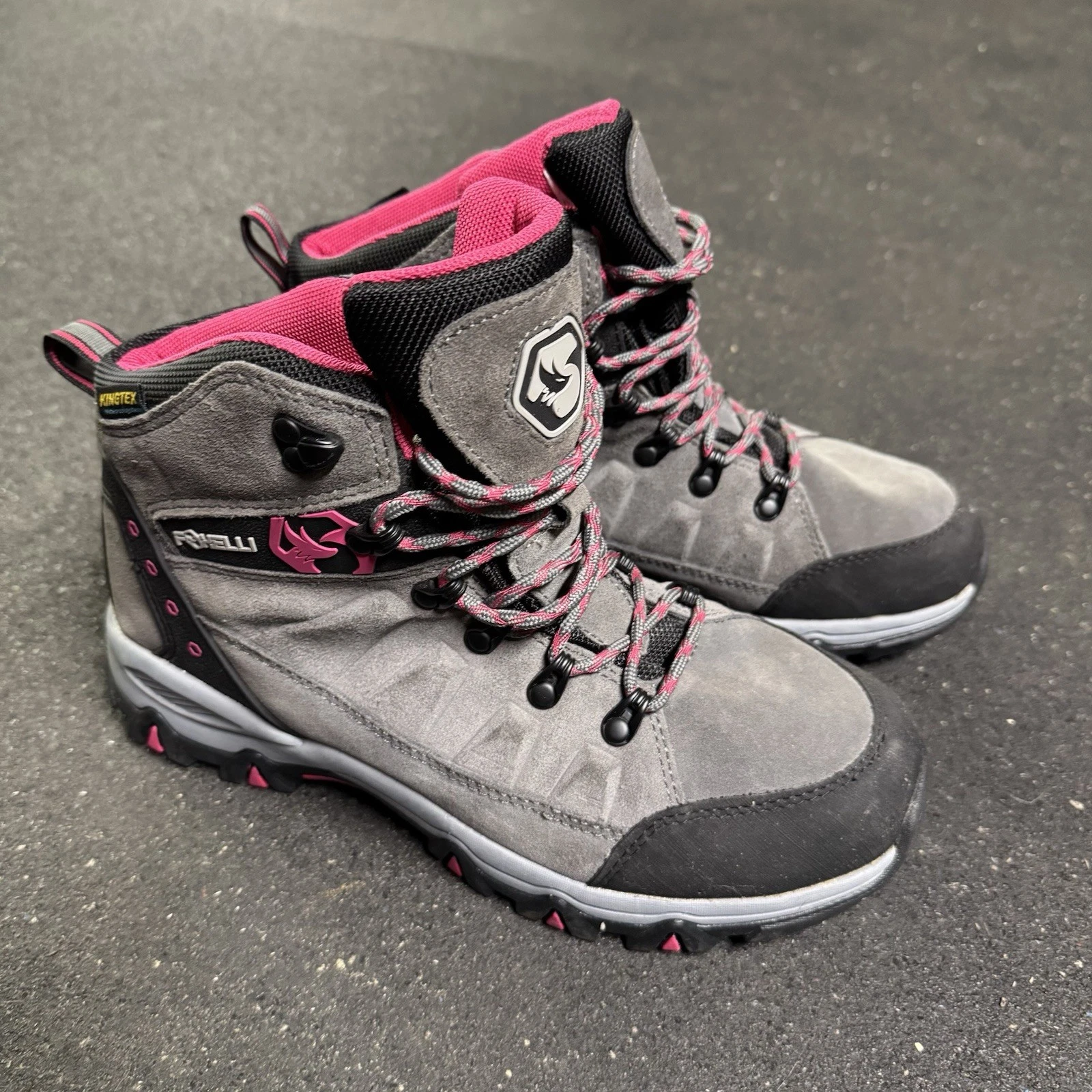Foxelli Women’s Sz 9 Hiking Boots Gray & Pink Suede Leather Waterproof EUC