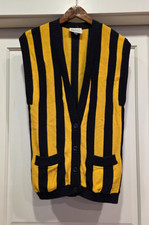 VINTAGE Anne Klein II SWEATER VEST Medium Yellow Black Stripe BERGDORF GOODMAN