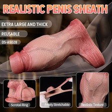 Big Thicker Male Penis Sleeve Dick Extender Cock Condom Extension Sheath Sex Toy