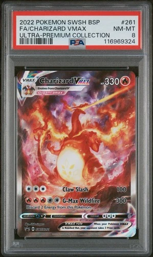 Pokemon TCG Charizard VMAX SWSH261 UPC Black Star Holo Promo Card PSA 8