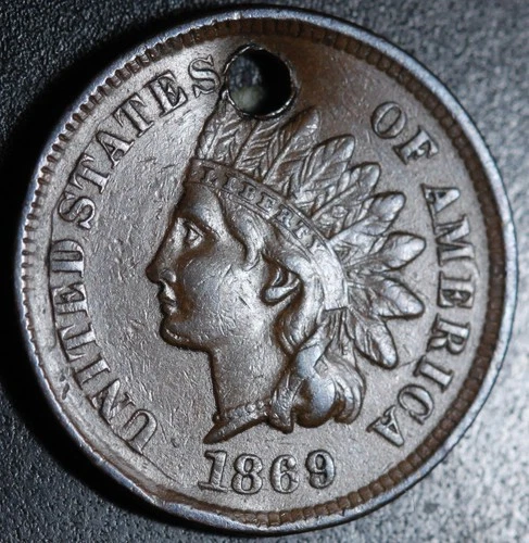 1869 INDIAN HEAD CENT -With LIBERTY  & DIAMONDS - XF EF Details