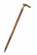 Vintage Brass Engraved Head Handle Victorian Wooden Walking Stick Cane For Gift