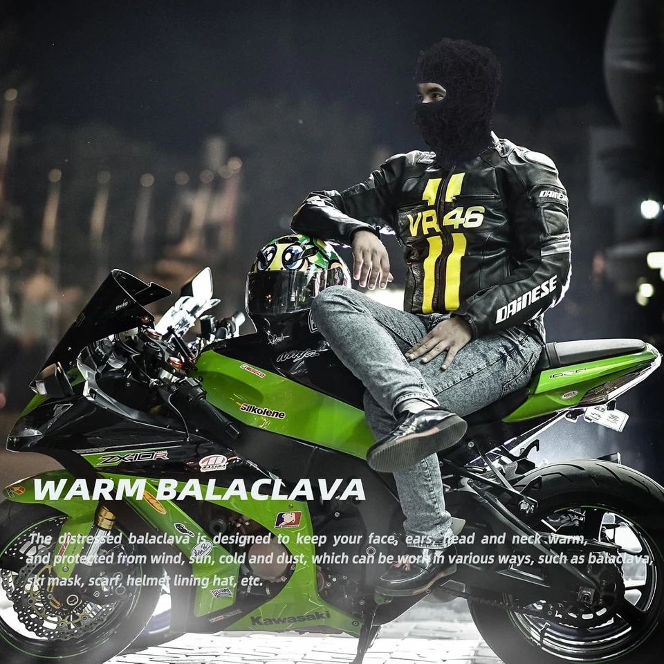 Máscara de esquí transparente de pasamontañas envejecido invierno a prueba de viento calentador tejido gorro gorra Foto 4 de 4