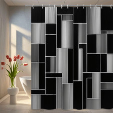 Black and White Modern Shower Curtain, Stylish Patterned Design