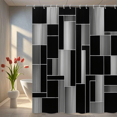 #ad Black and White Modern Shower Curtain Stylish Patterned Design $19.99