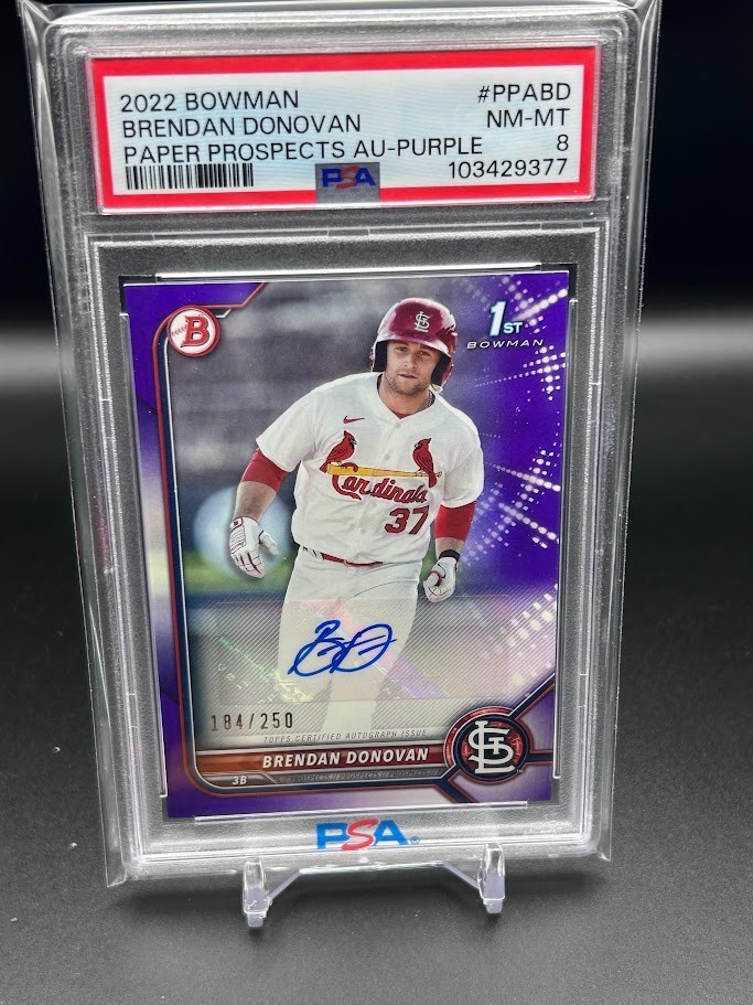 2022 Bowman Brendan Donovan AUTO PSA 8 Mariners Cardinals /250