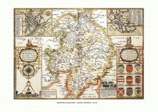 Old Map of Warwickshire - Antique Reproduction - A2 unframed - Ideal gift