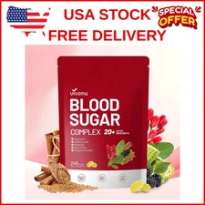 VivoNu Blood Sugar Complex Supplement with 20 Herbs and Vitamins 240 Softgels