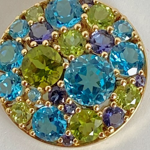 14k 14kt Yellow Gold 1" Pendant Peridot Topaz Amethyst signed makers mark 7.6gms - Picture 4 of 9