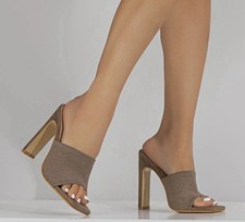 Women's Chunky Heel Open Toe Slip-On Mule Sandals Size 9